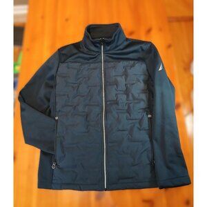 Nautica Puffer Jacket Navy Blue M Front Zipper Pockets Spell Out #94468 Women's